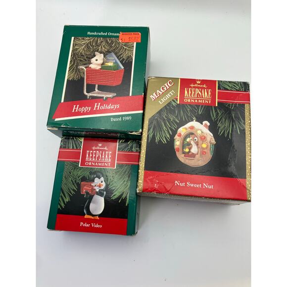 Hallmark Keepsake Ornaments Set of 3 Animals Bunny Squirrel‎ Penguin Christmas - Picture 1 of 16